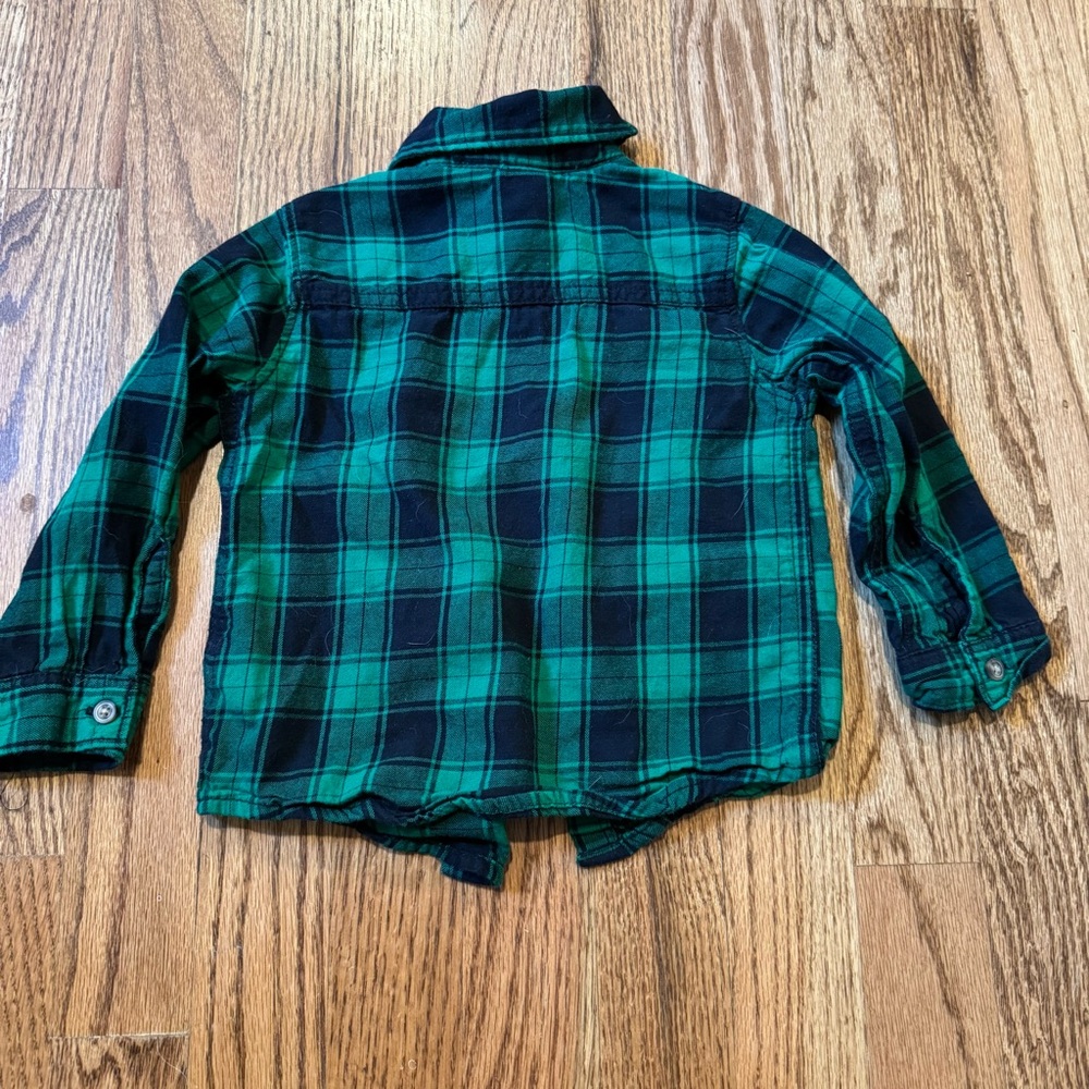 Carter's Green and Blue Plaid Button Down Shirt π - 18 Month - Picture 3 of 3